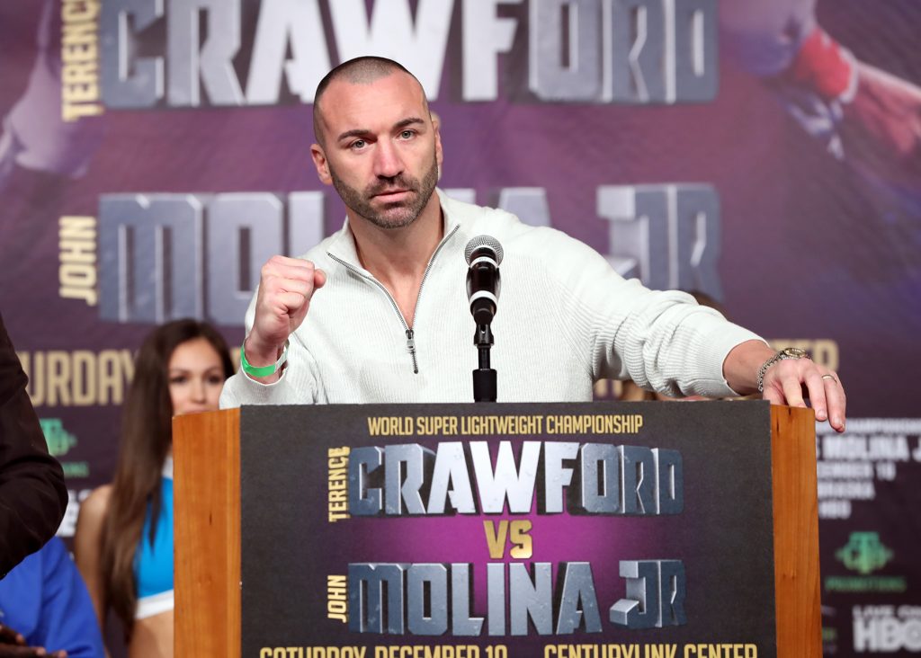 Seannie Monoghan speaks during the final Press Conference to announce his fight December 10 live on HBO at CenturyLink Center Omaha. Monoghan fights Fernando Castaneda.